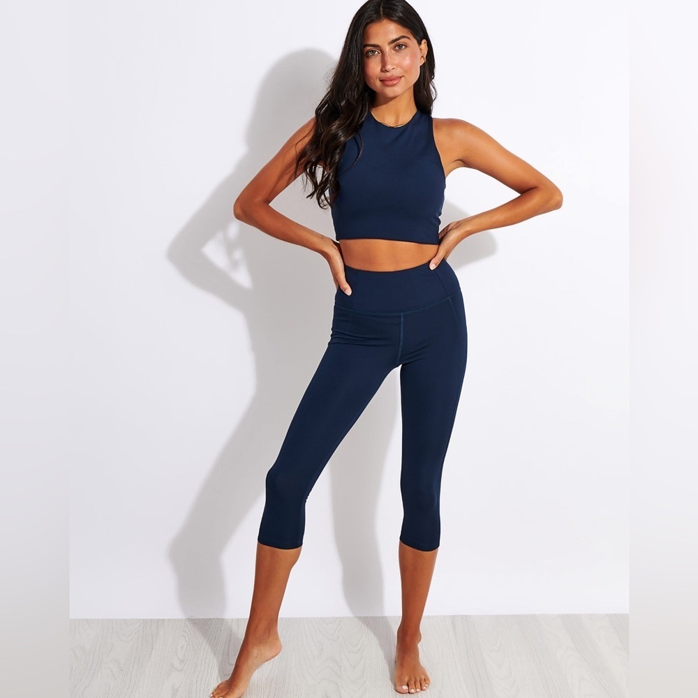 NWT Girlfriend Collective High Rise Crop Leggings Midnight Blue XXS
